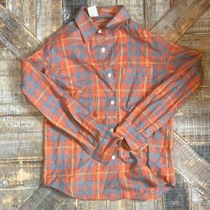 N. Hoolywood orange/gray plaid shirt. Small.